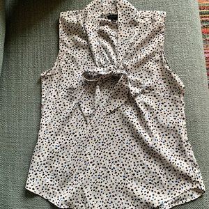 Ann Taylor Pussy Bow Silky Floral Blouse